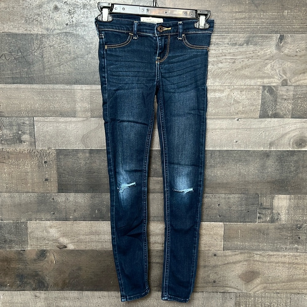 Abercrombie Kids Dark Blue Distressed Jeggings